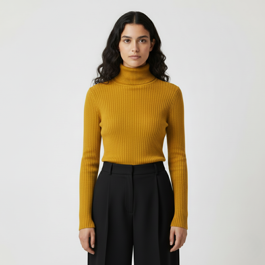 Sweter z golfem w prążki