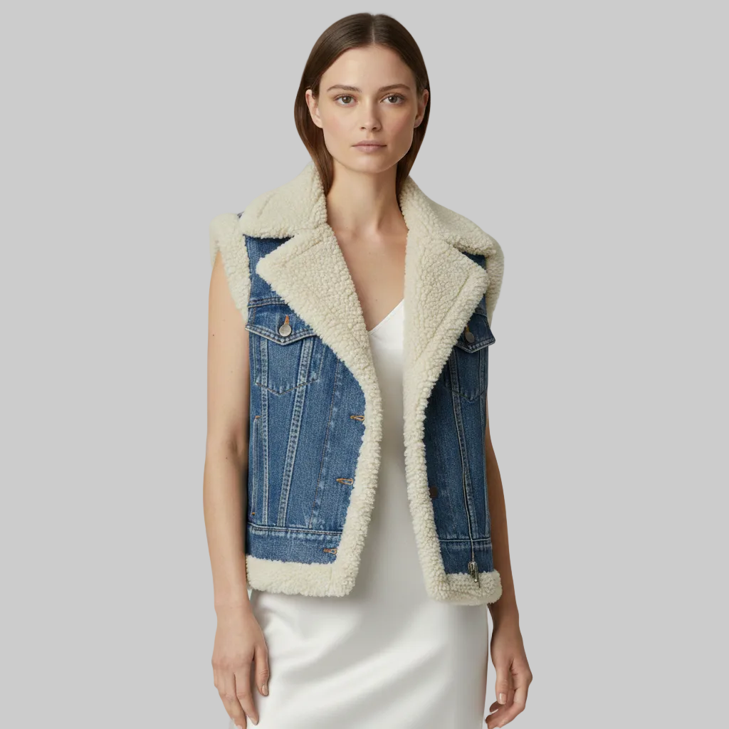Kamizelka dżinsowa z podszewką z polaru Sherpa