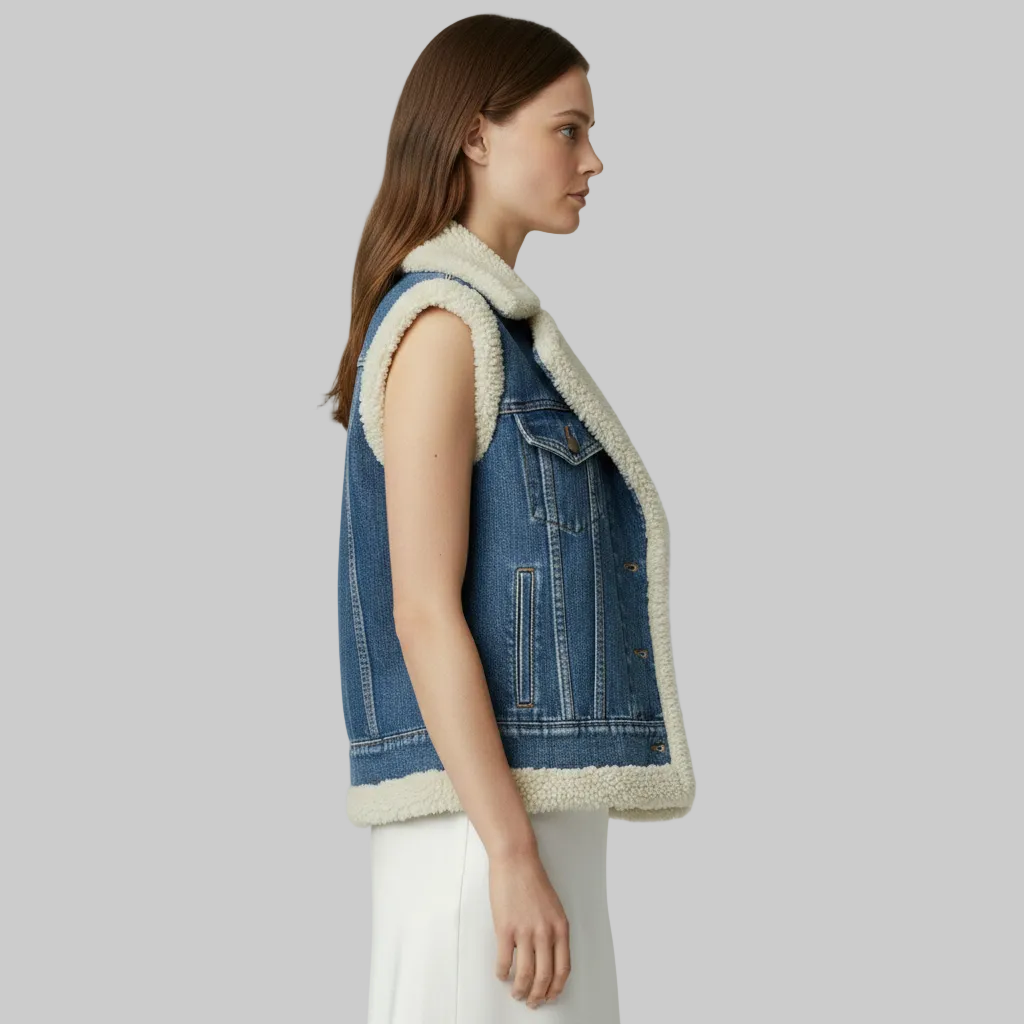 Kamizelka dżinsowa z podszewką z polaru Sherpa