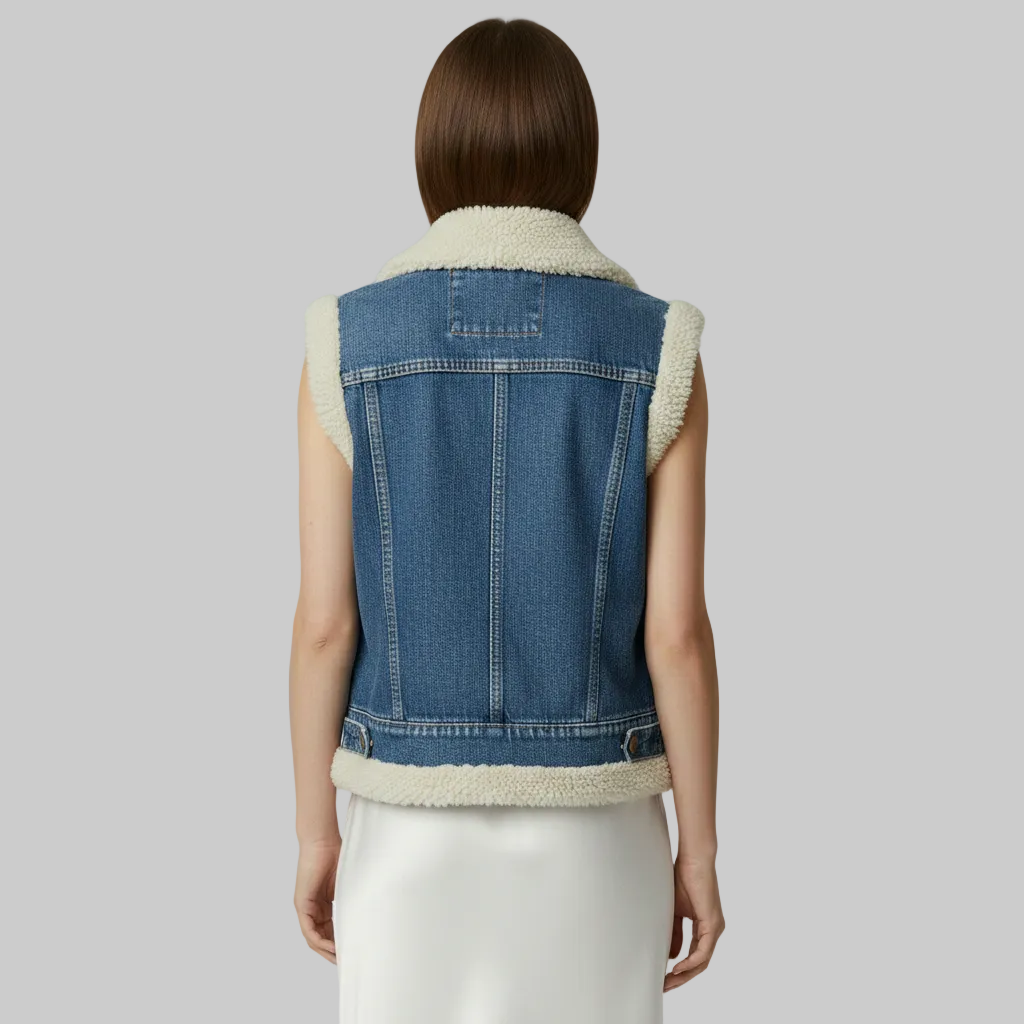 Kamizelka dżinsowa z podszewką z polaru Sherpa