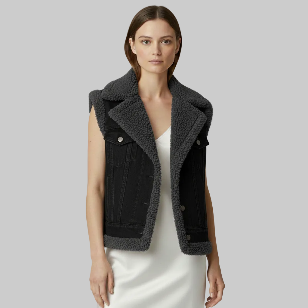 Kamizelka dżinsowa z podszewką z polaru Sherpa