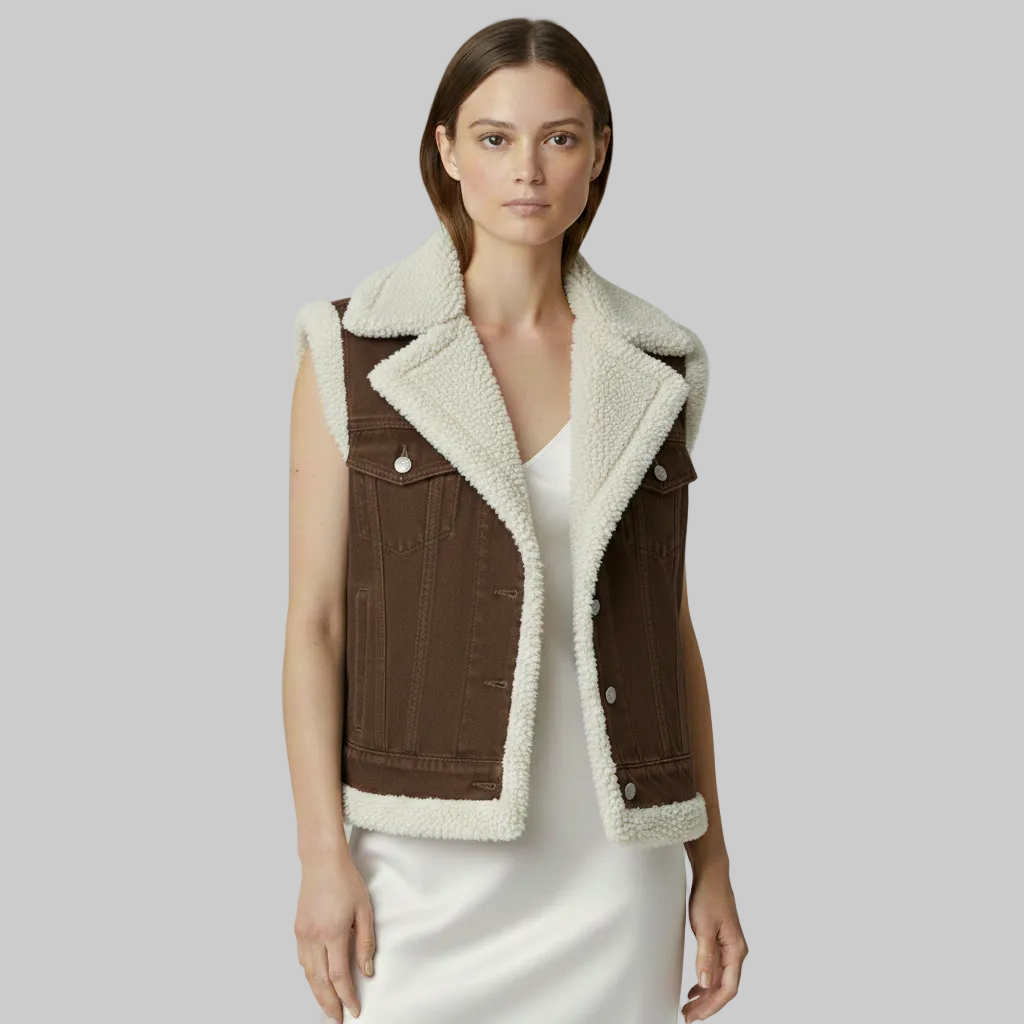 Kamizelka dżinsowa z podszewką z polaru Sherpa