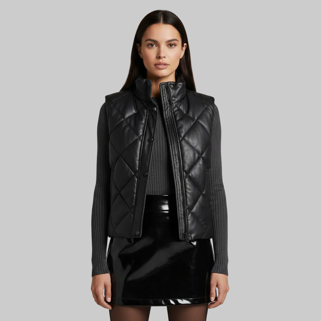 Pikowana kamizelka z imitacji skóry