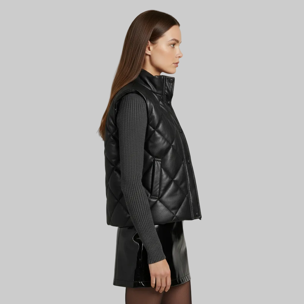 Pikowana kamizelka z imitacji skóry