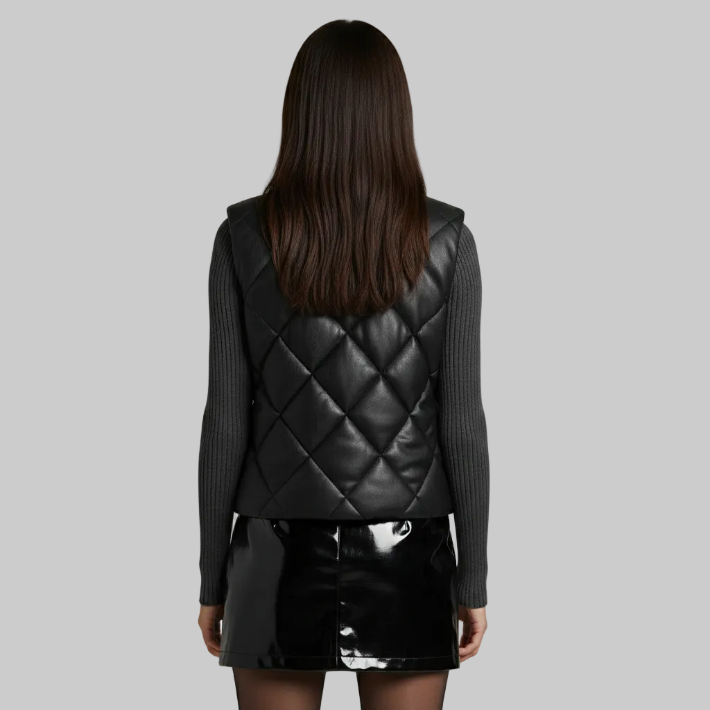 Pikowana kamizelka z imitacji skóry