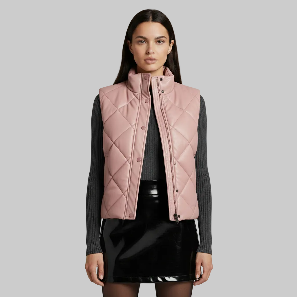 Pikowana kamizelka z imitacji skóry