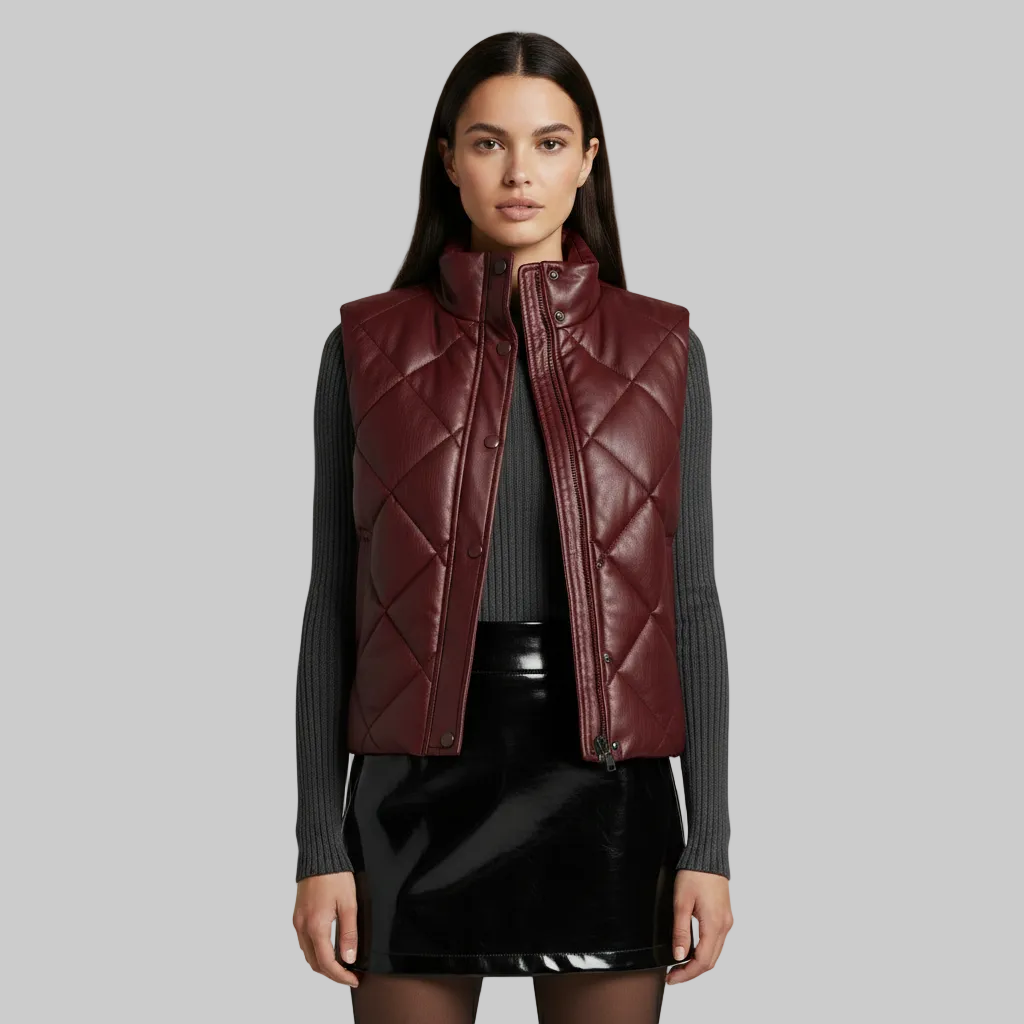 Pikowana kamizelka z imitacji skóry