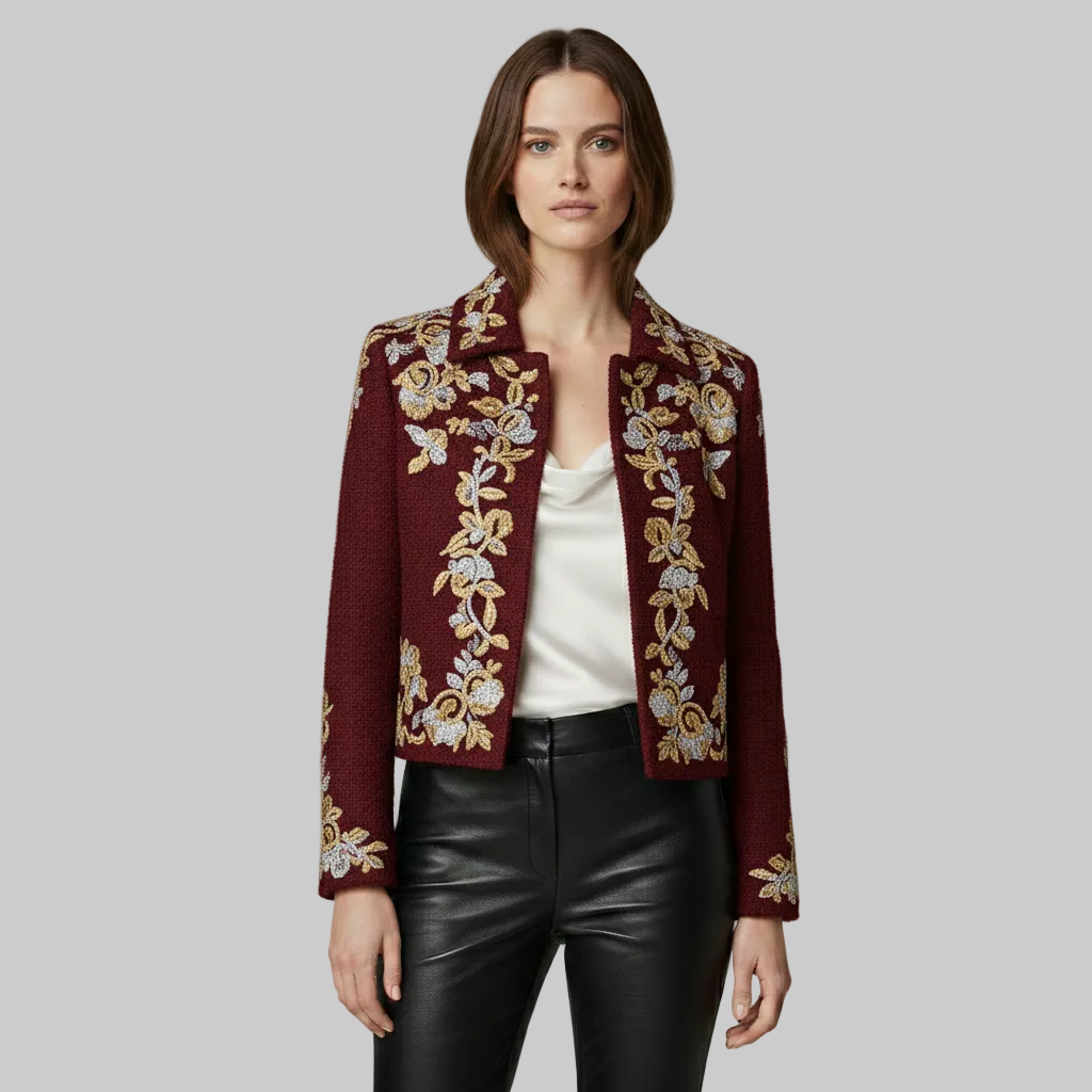 Haftowana krótka dopasowana kurtka