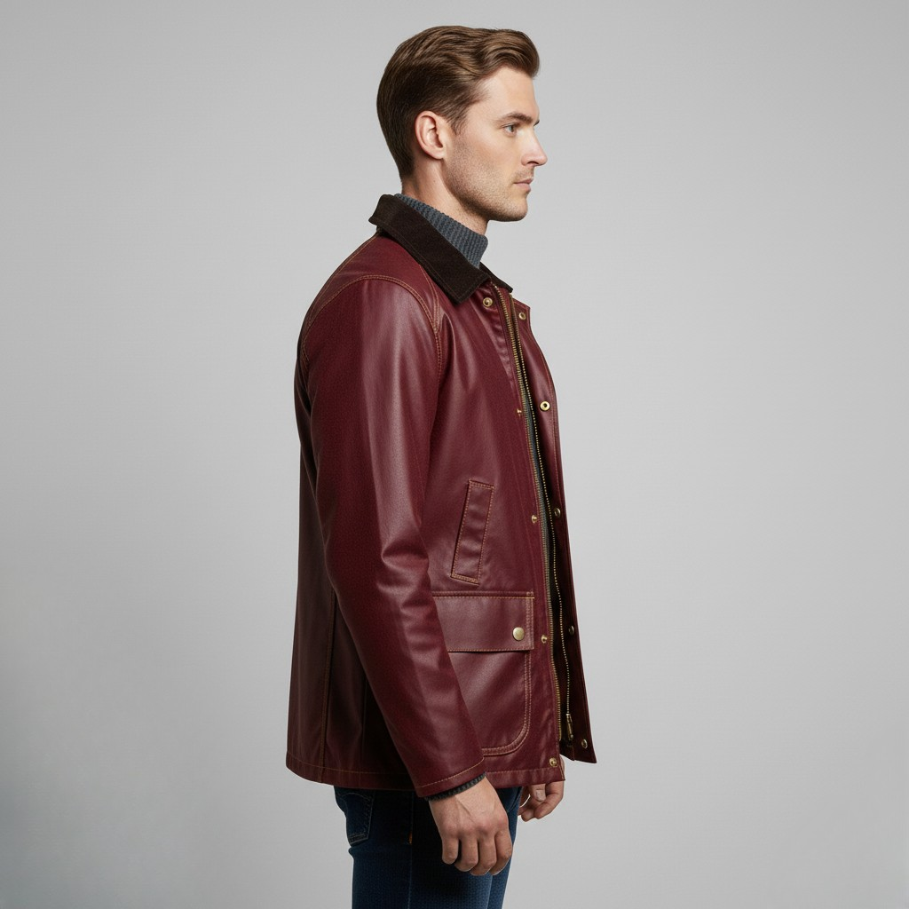 Kurtka woskowana z kołnierzem z sztruksu