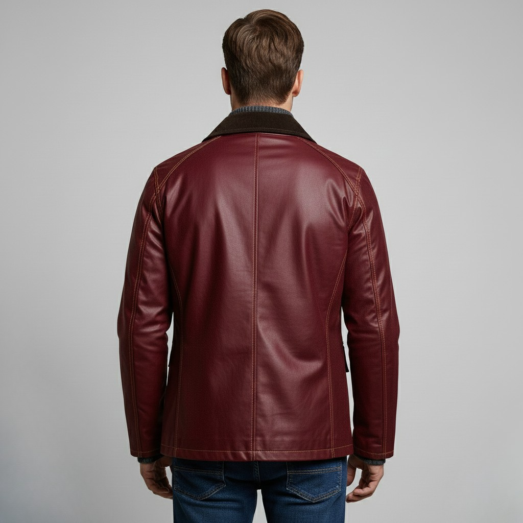 Kurtka woskowana z kołnierzem z sztruksu