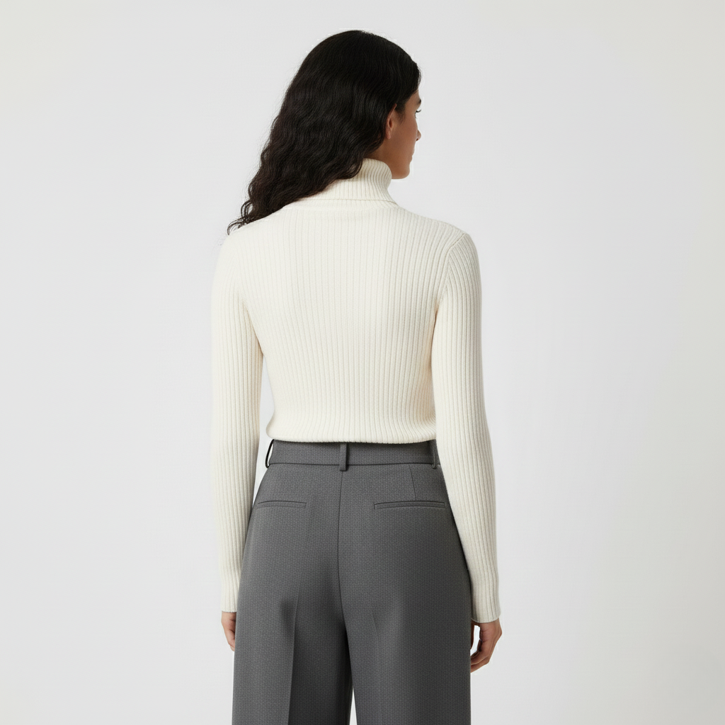 Sweter z golfem w prążki