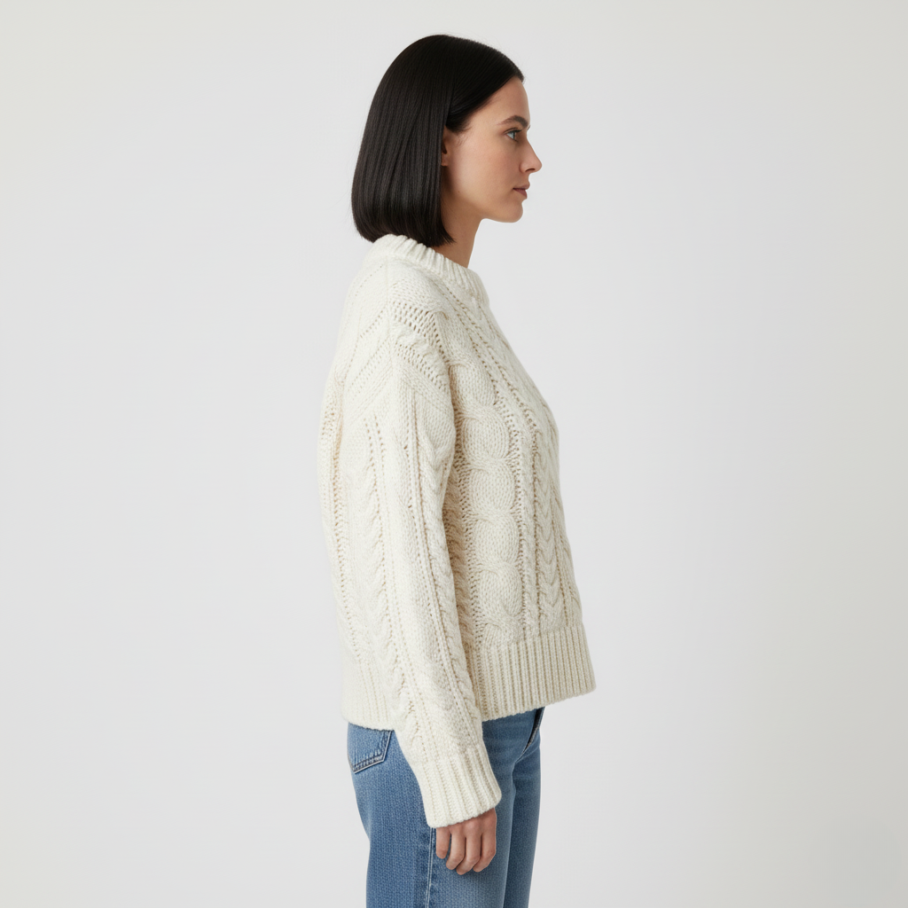 Sweter z dzianiny warkoczowej