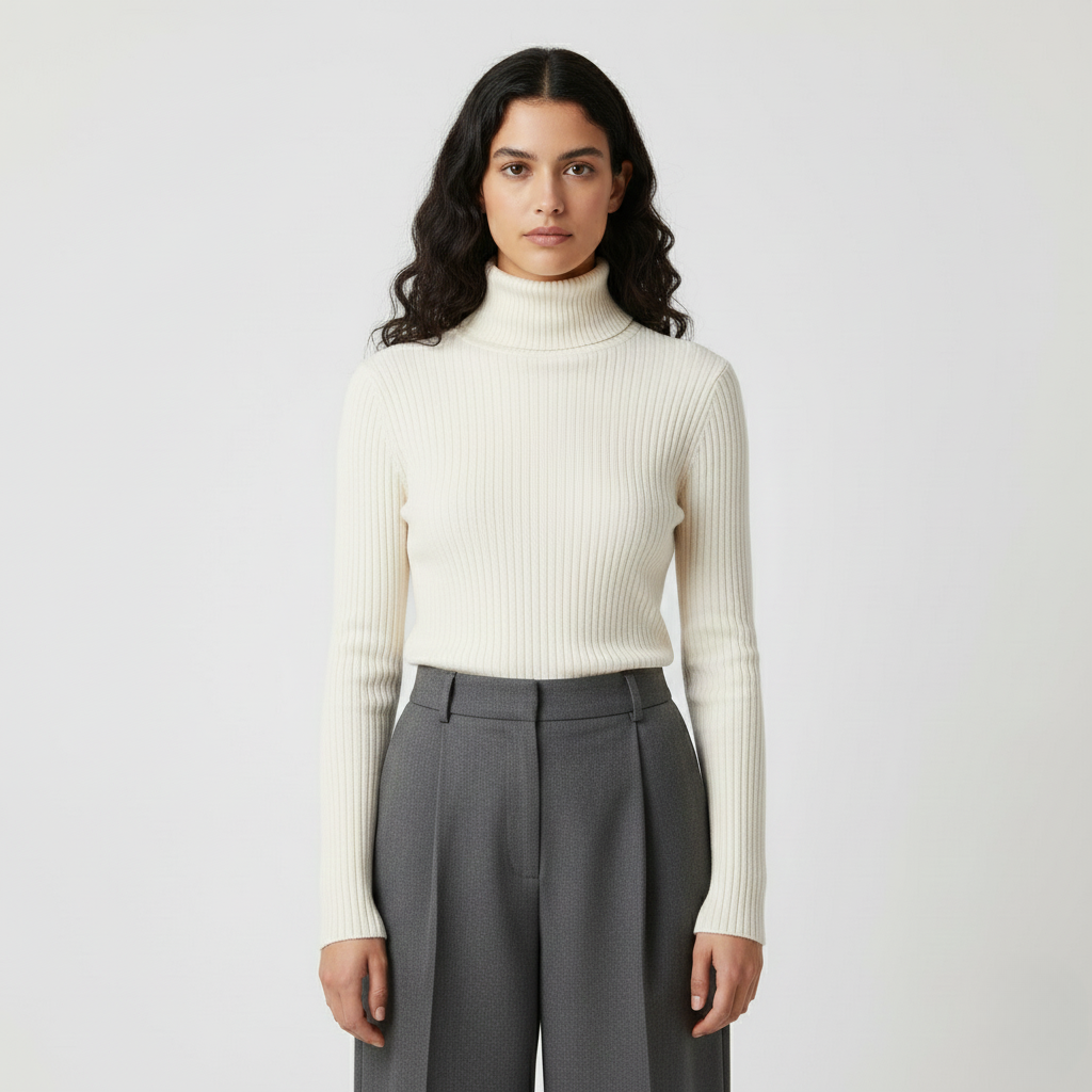 Sweter z golfem w prążki