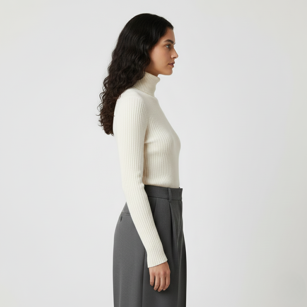 Sweter z golfem w prążki