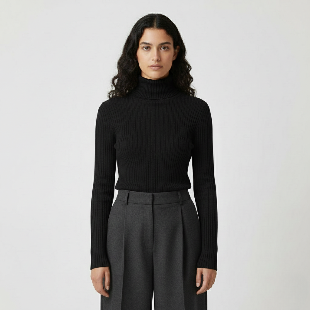 Sweter z golfem w prążki