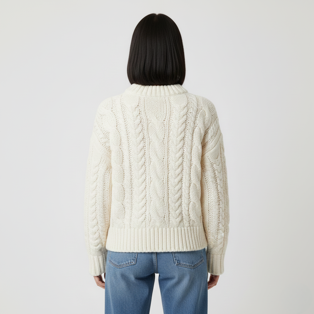 Sweter z dzianiny warkoczowej